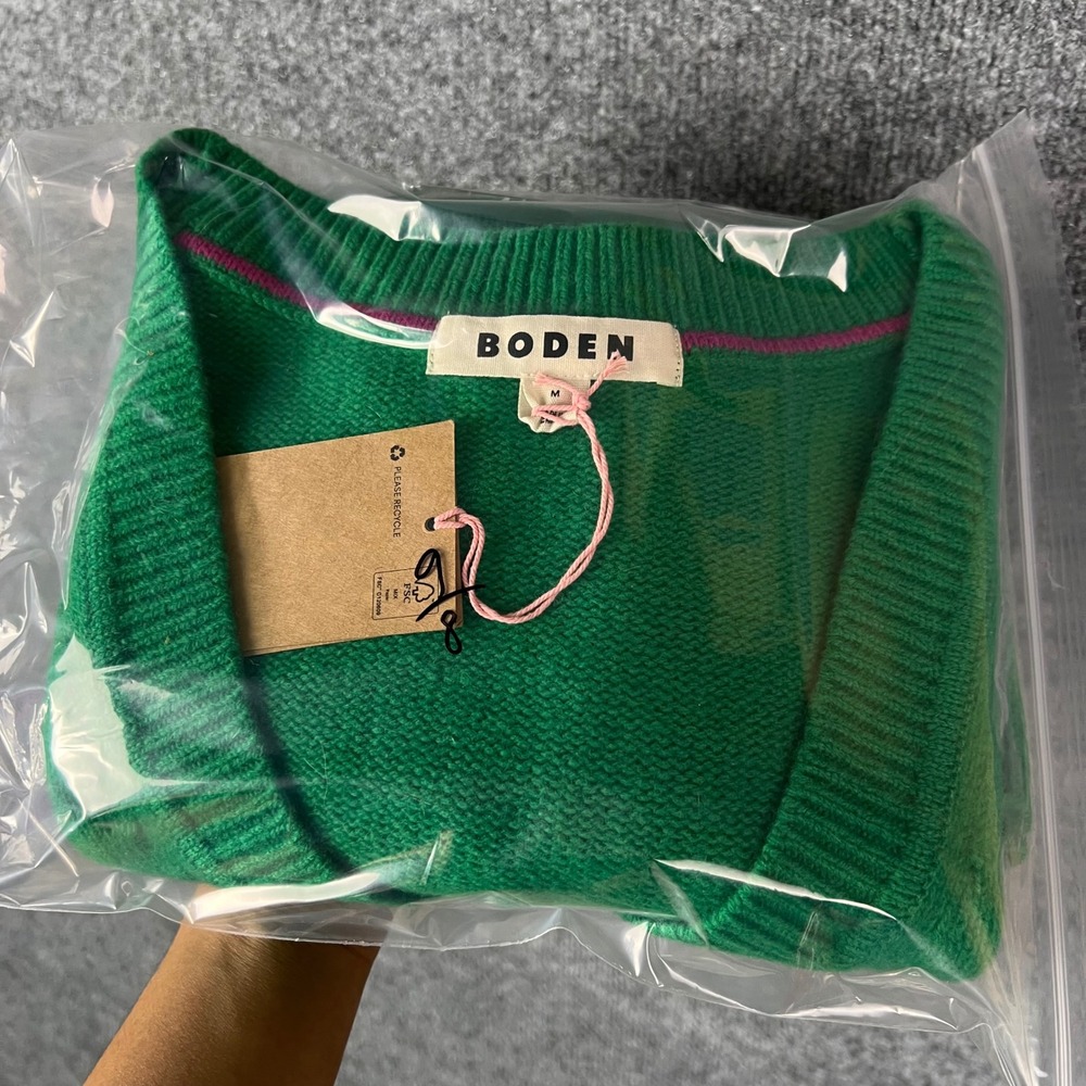 NEW Boden Sweater Vest Medium Green V-Neck 100% Wool Sleeveless Knit - Picture 7 of 7